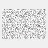 Motif à doodle noir et blanc enveloppe feuille pap (Devant 3)