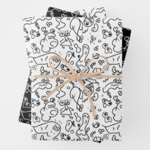 Motif à doodle noir et blanc enveloppe feuille pap