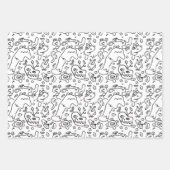 Motif à doodle noir et blanc enveloppe feuille pap (Devant)