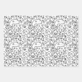 Motif à doodle noir et blanc enveloppe feuille pap (Devant)