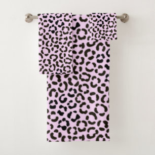 Motif à effet de fourrure Leopard Noir & Rose tend