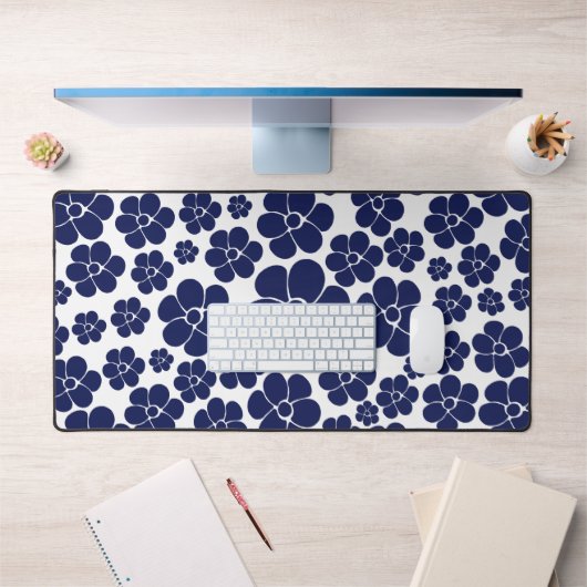 Motif à fleurs - Bleu et Blanc (Bureau 1)