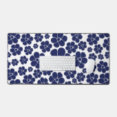 Motif à fleurs - Bleu et Blanc (Clavier et souris)