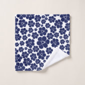 Motif à fleurs - Bleu et Blanc (Gant de toilette)