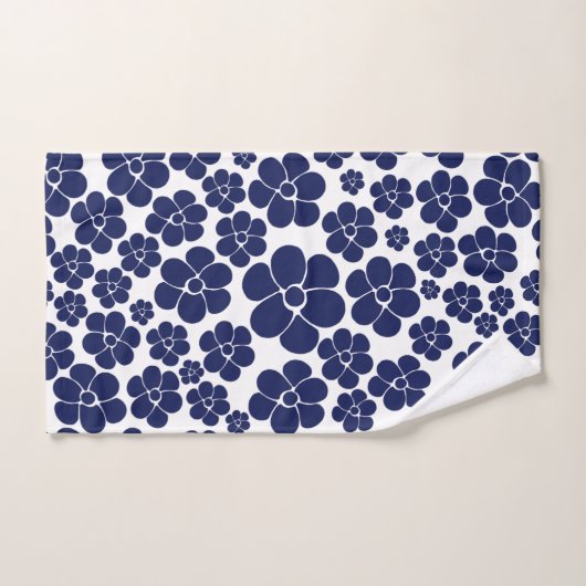 Motif à fleurs - Bleu et Blanc (Serviette à main)