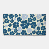 Motif à fleurs - Bleu foncé, Bleu clair et Crème (Recto)