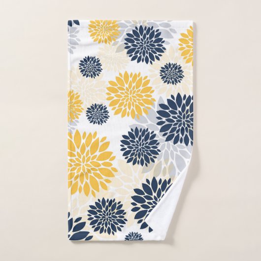 Motif à fleurs bleu marine (Serviette à main)