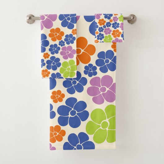 Motif à fleurs - Bleu, Orange, Violet, Vert (En situation)