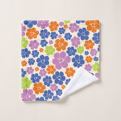 Motif à fleurs - Bleu, Orange, Violet, Vert (Gant de toilette)