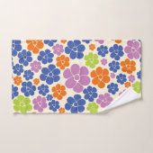Motif à fleurs - Bleu, Orange, Violet, Vert (Serviette à main)