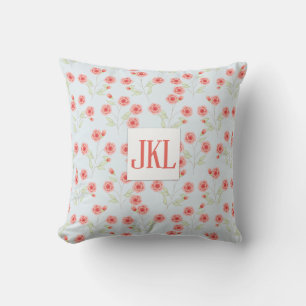 Motif à fleurs de corail, oreiller à lancer 16" x