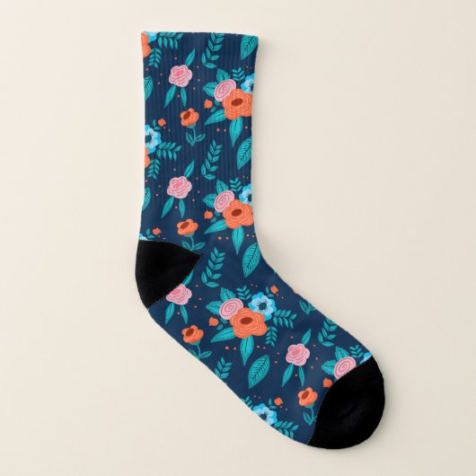 Motif à fleurs de printemps bleu et orange (Gauche intérieur)