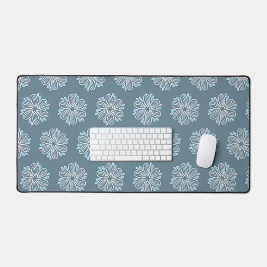 Motif à fleurs en bleu et blanc (Clavier et souris)