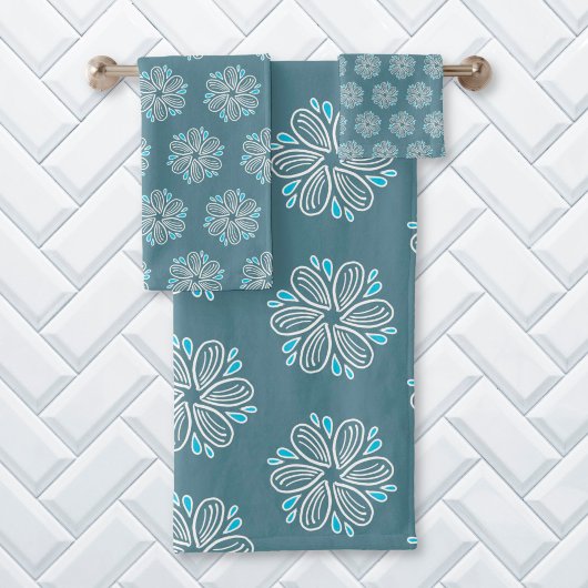 Motif à fleurs en bleu et blanc