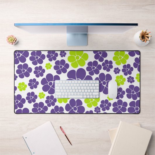 Motif à fleurs en vert citron et violet (Bureau 1)