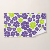 Motif à fleurs en vert citron et violet (Serviette à main)
