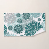 Motif à fleurs gris Turquoise Aqua (Serviette à main)