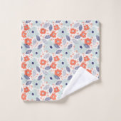 Motif à fleurs moderne orange et bleu (Gant de toilette)
