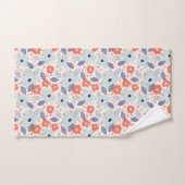 Motif à fleurs moderne orange et bleu (Serviette à main)