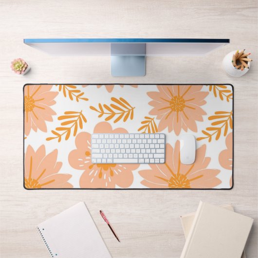 Motif à fleurs orange Fuzz Vintage rétro (Bureau 1)