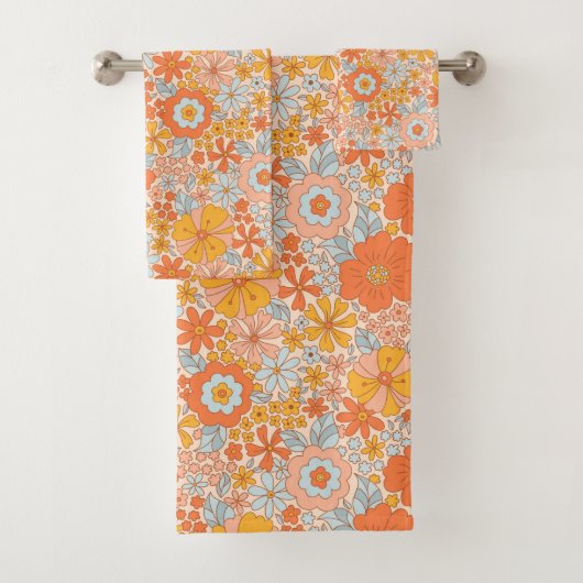 Motif à fleurs Orange Retro (En situation)