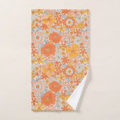 Motif à fleurs Orange Retro (Serviette à main)