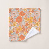 Motif à fleurs Orange Retro (Gant de toilette)