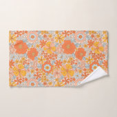 Motif à fleurs Orange Retro (Serviette à main)