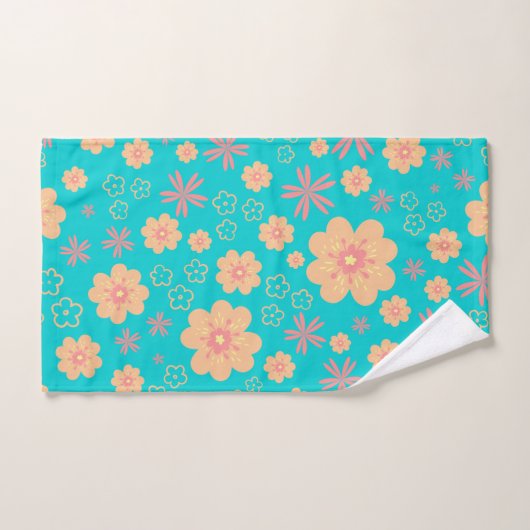 Motif à fleurs rétro et ensemble de serviettes de (Serviette à main)