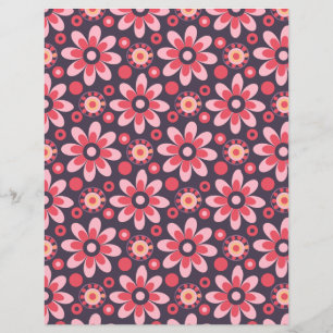 Motif à fleurs rétro rose double s papier à gratte