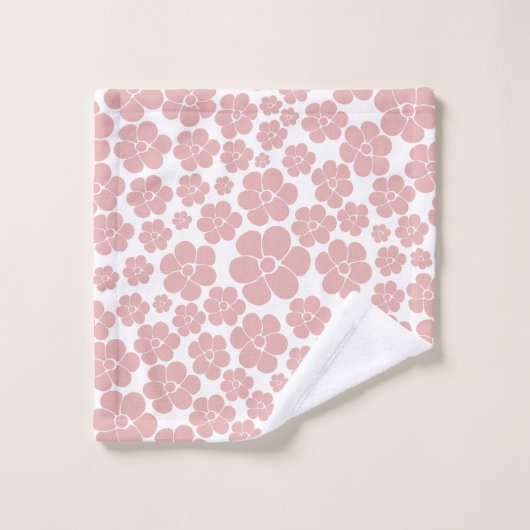 Motif à fleurs - rose et blanc (Gant de toilette)