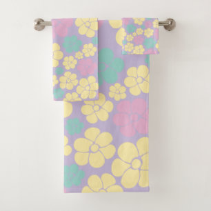 Motif à fleurs - rose, jaune, violet et vert