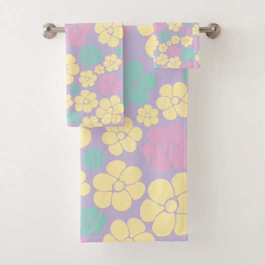 Motif à fleurs - rose, jaune, violet et vert (En situation)