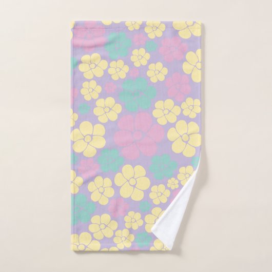 Motif à fleurs - rose, jaune, violet et vert (Serviette à main)