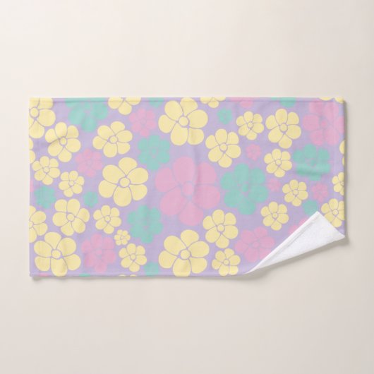 Motif à fleurs - rose, jaune, violet et vert (Serviette à main)