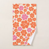 Motif à fleurs - rose, orange et crème (Serviette à main)