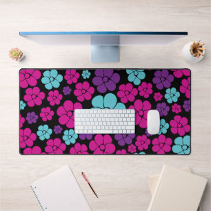 Motif à fleurs - rose, violet, bleu et noir