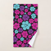 Motif à fleurs - rose, violet, bleu et noir (Serviette à main)