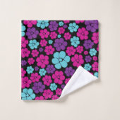 Motif à fleurs - rose, violet, bleu et noir (Gant de toilette)