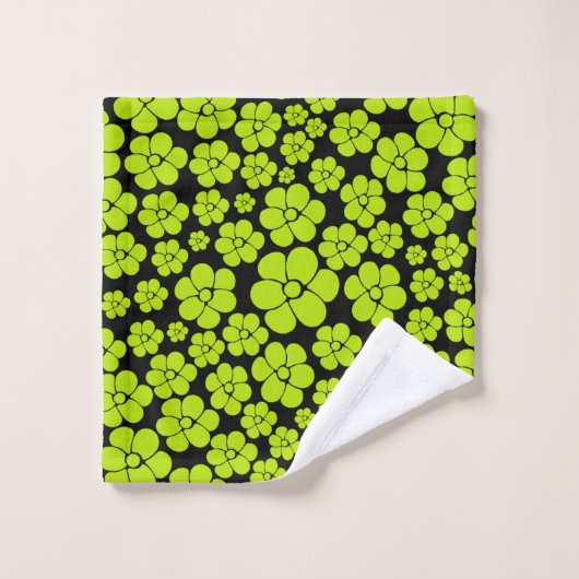 Motif à fleurs - Vert citron (Gant de toilette)