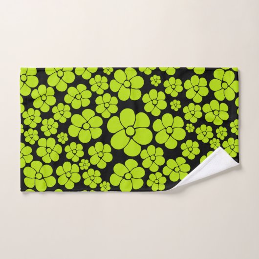 Motif à fleurs - Vert citron (Serviette à main)