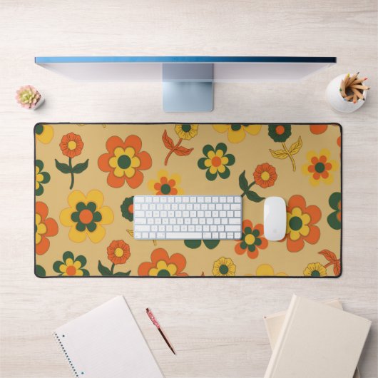 Motif à fleurs Vintage orange rétro (Bureau 1)