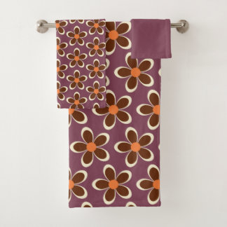 Motif à fleurs violet et orange rétro 