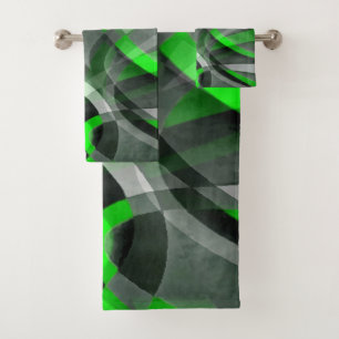 Motif à ligne courbe rétro néon vert et gris des a