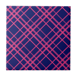 Motif à lignes à carreaux rose sur bleu 