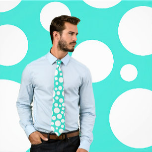 Motif à point blanc aléatoire sur Cravate turquois