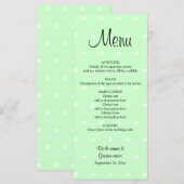 Motif à point Polka vert Mint. Menu de mariage (Devant / Derrière)