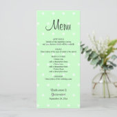 Motif à point Polka vert Mint. Menu de mariage (Debout devant)