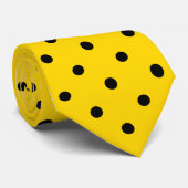 Motif à points Polka Noir classique sur Cravate Or (Roulé)