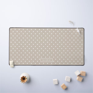 Motif à pois beige et blanc avec nom